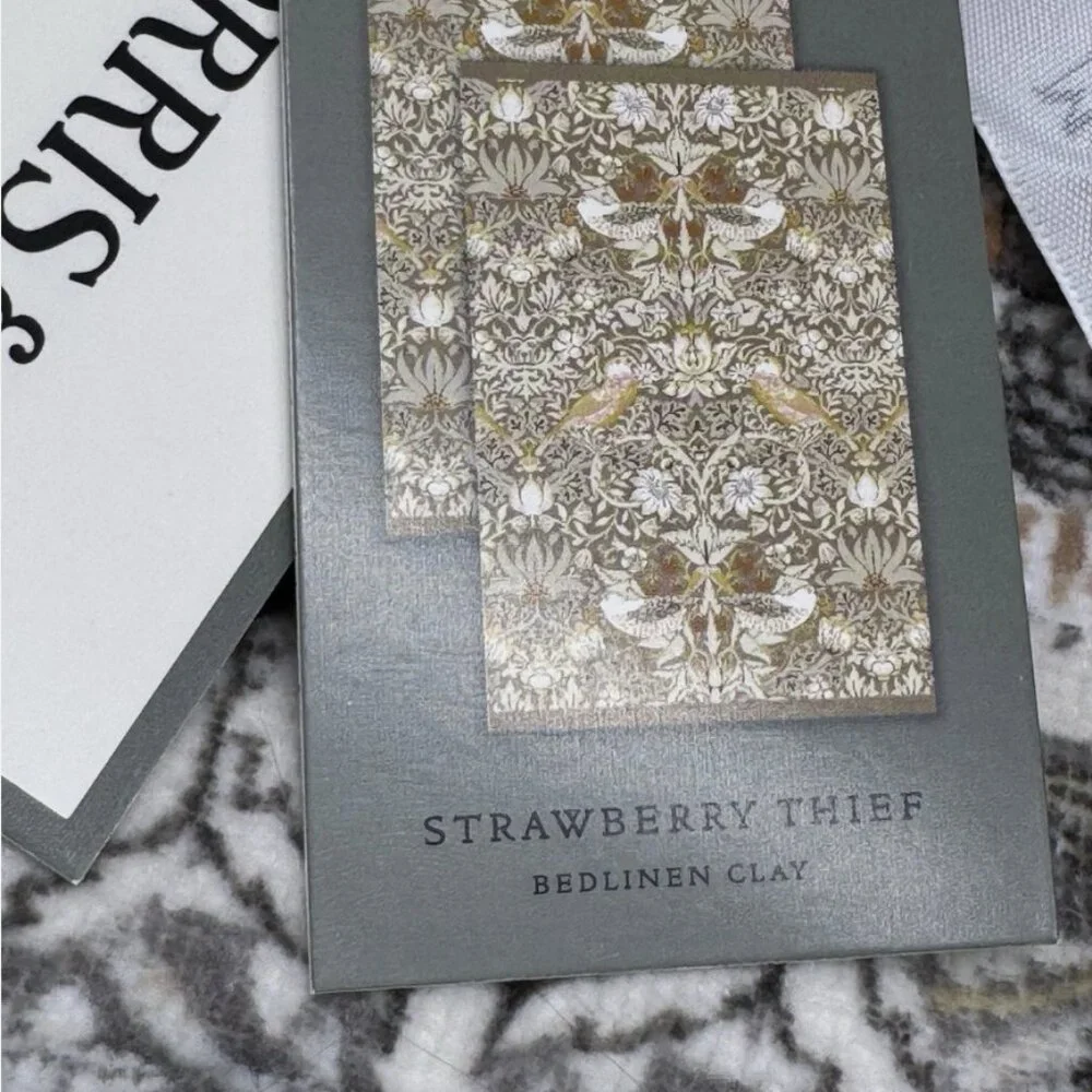 x4 William Morris Strawberry Thief Bird Velour Hand Towel Set Gray Bedlinen Clay